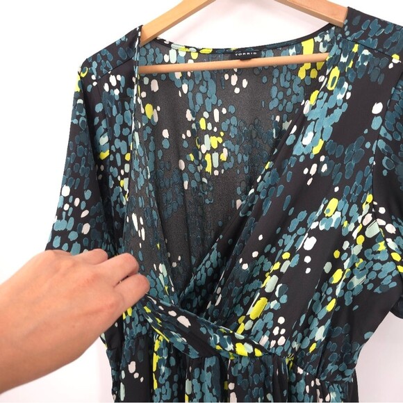 Torrid Midi Dress Flutter Sleeve Ruffles Pockets Abstract Party Wedding 2X - Picture 4 of 15